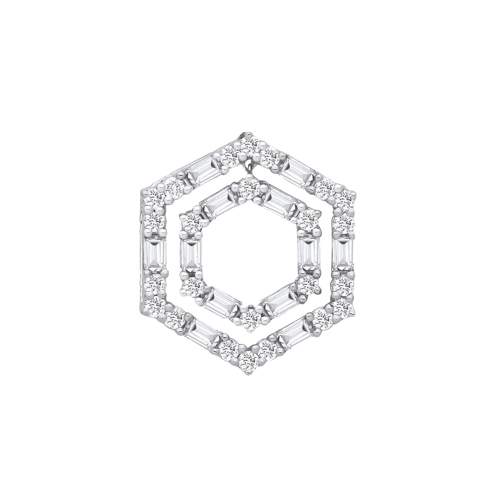 18ct White Gold 0.56ctw Hexagonal Pendant Baguette and Round Brilliant Cut