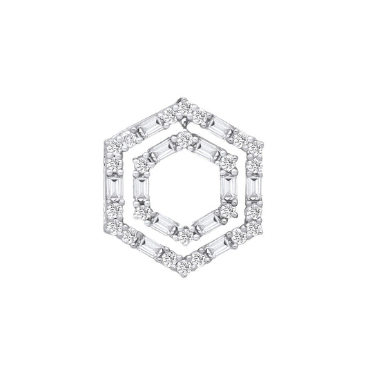 18ct White Gold 0.56ctw Hexagonal Pendant Baguette and Round Brilliant Cut