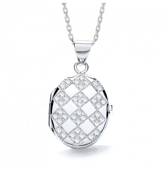 Solid Sterling Silver Oval Locket 16-18" Chain 925 Hallmark Luxurious Packaging