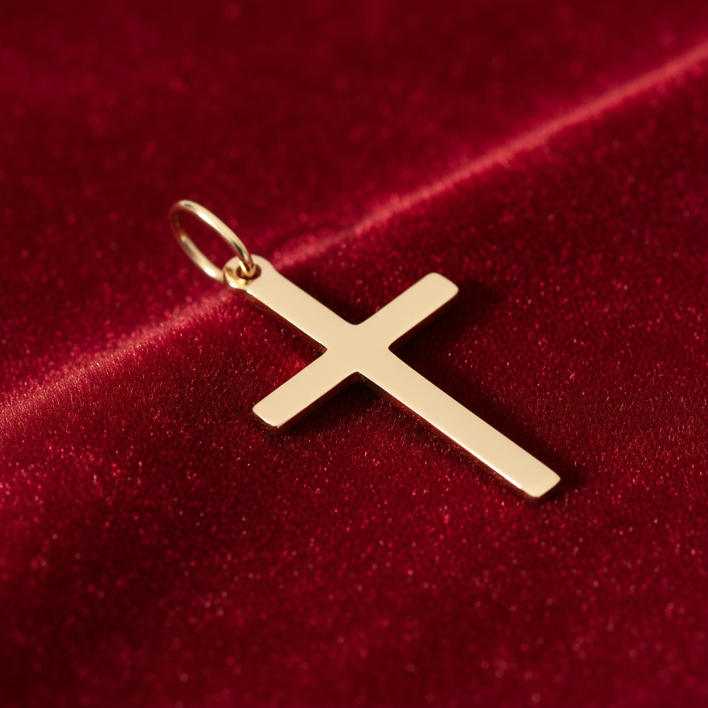 18ct Gold Cross Pendant on Solid Sterling Silver 925 Hallmark 26mm