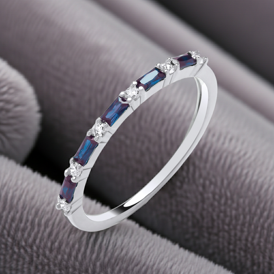 Sterling Silver Tanzanite Baguette Eternity Ring Anniversary Band 925 Size K-S