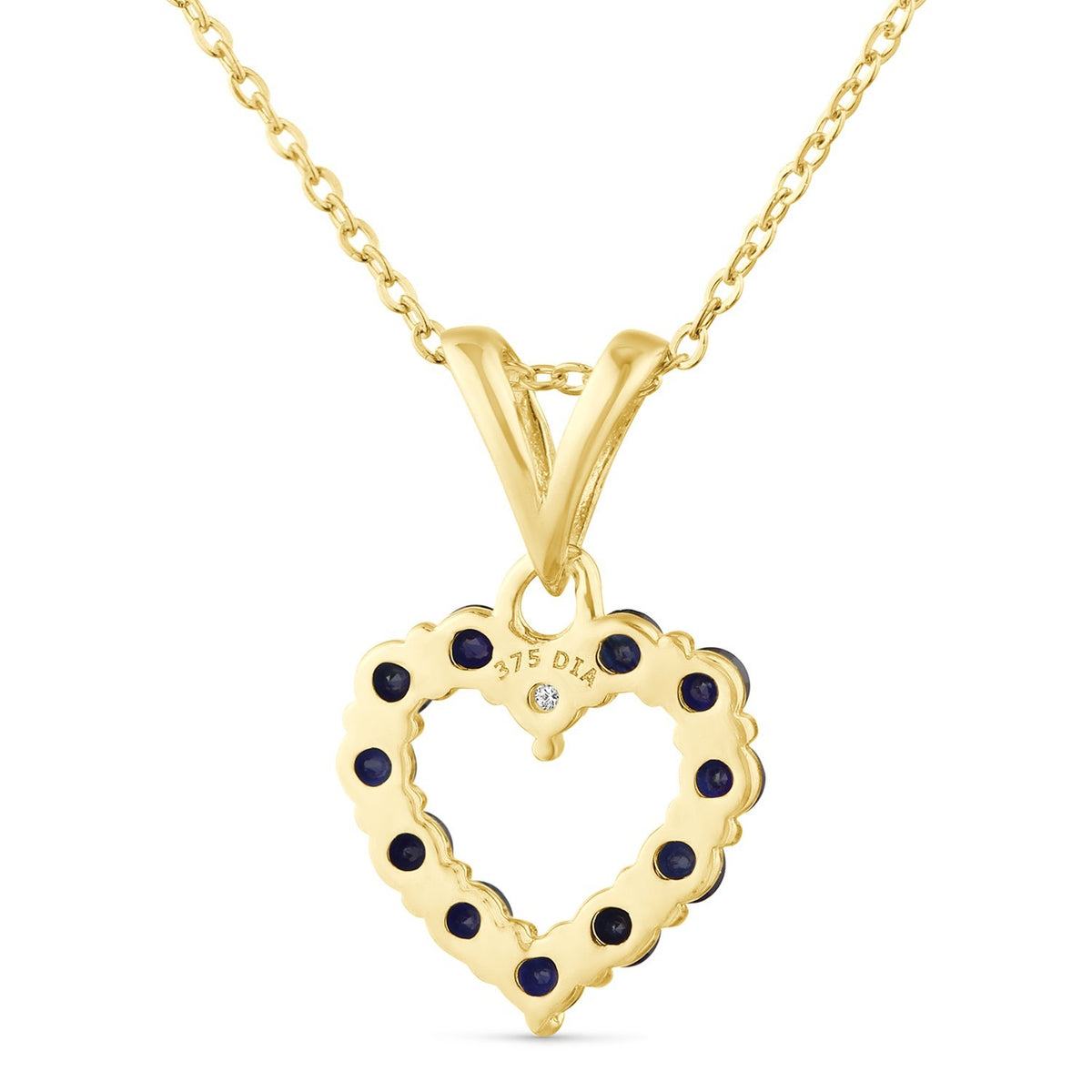 Sapphire & Diamond Heart Pendant Necklace Yellow Gold Fine Jewellery Gift