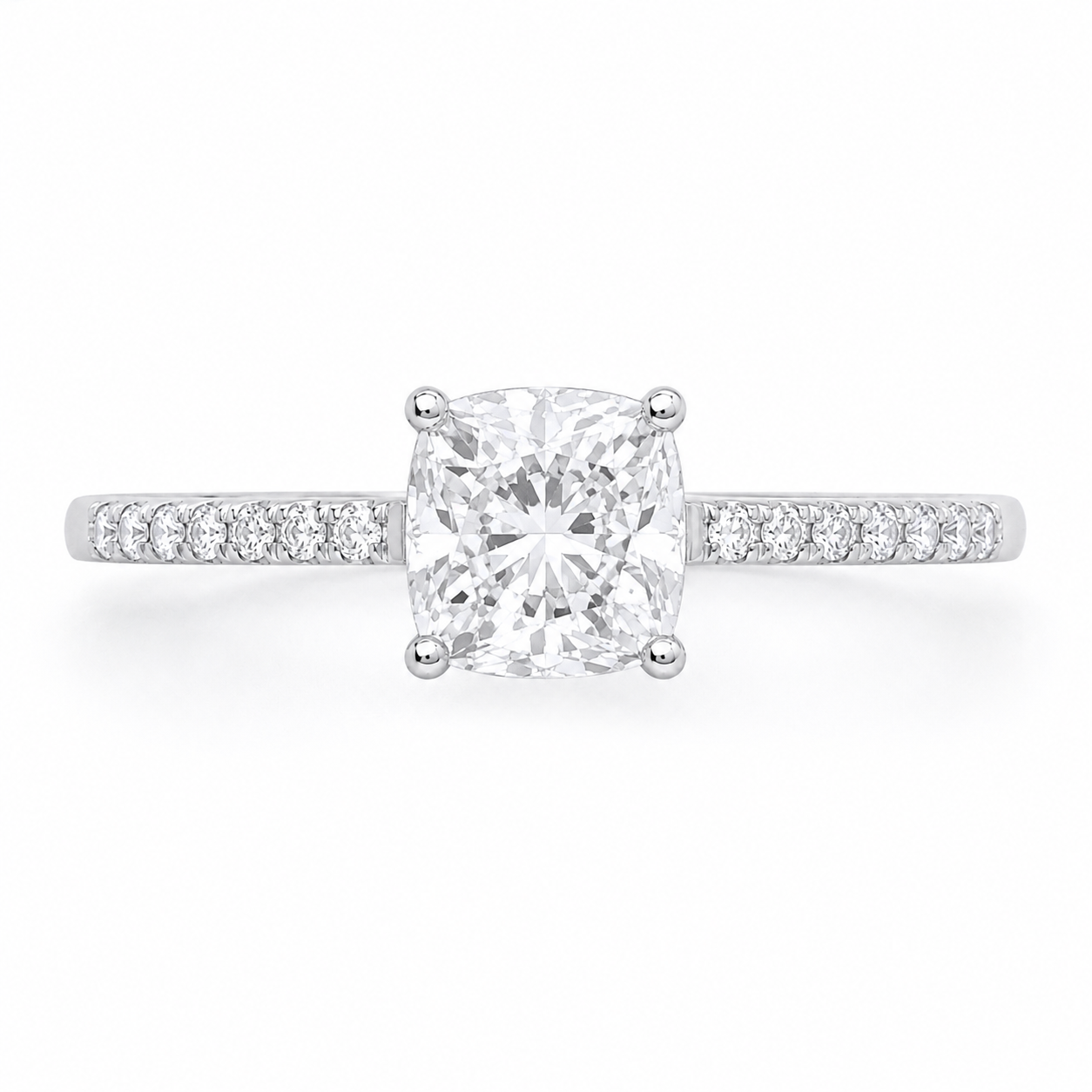 Cushion Solitaire Engagement Ring Solid Sterling Silver 925 Size K - S
