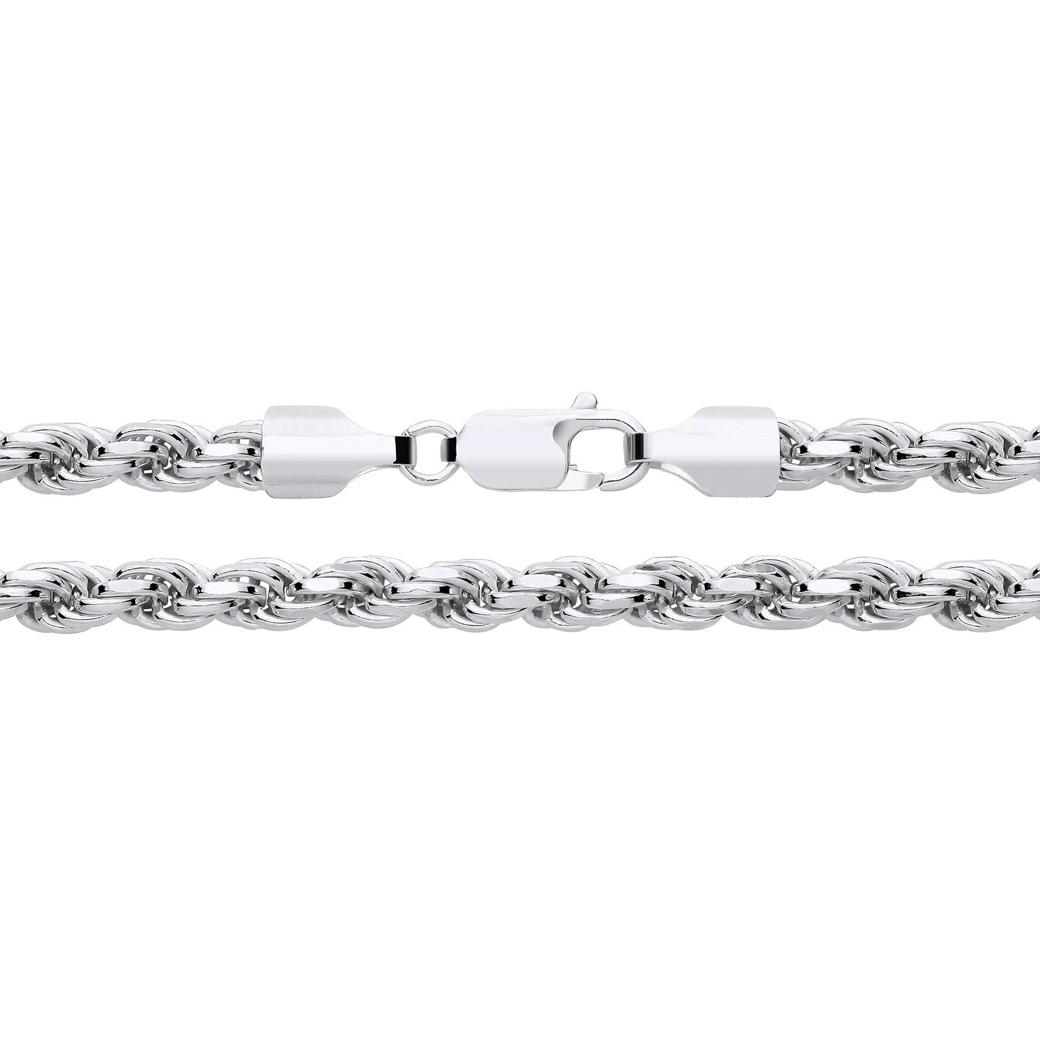 Solid Sterling Silver Rope Chain 4mm Diamond Cut Full Hallmark 32 grams 26"