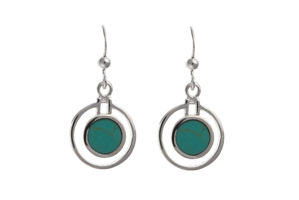 Real Turquoise Pendant and Earrings Set Solid Sterling Silver 925 18" Chain