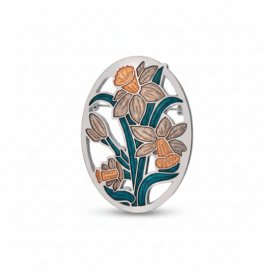 Daffodil Brooch Honey Silver Plated Brand New Gift Packaging