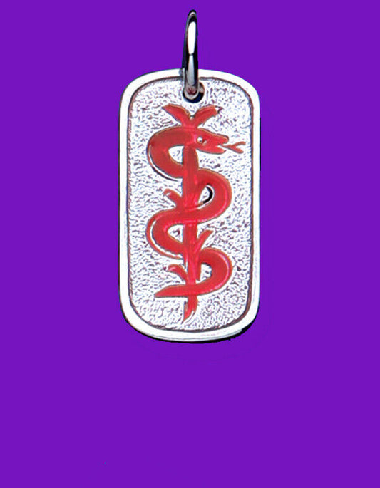Medical Alert Dog Tag Pendant Sterling Silver 925 Hallmark All Chain Lengths 
