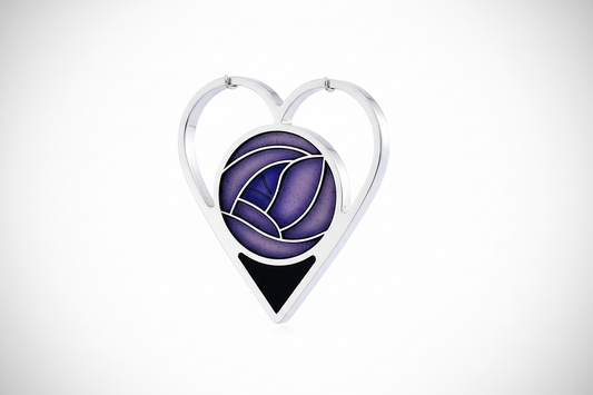 Mackintosh Purple Heart Brooch Silver Plated Brand New Gift Packaging