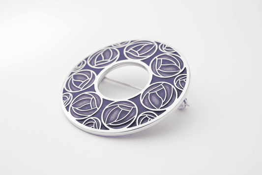 Mackintosh Roses Annulus Brooch Purple Silver Plated Brand New Gift Packaging