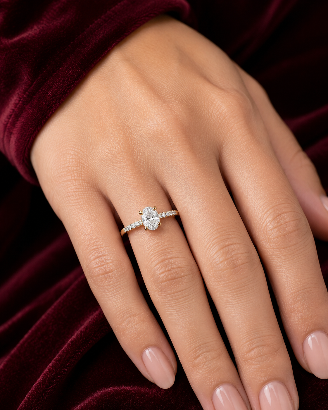18ct Gold Oval Solitaire Engagement Ring on Solid Sterling Silver 925 Size J-T
