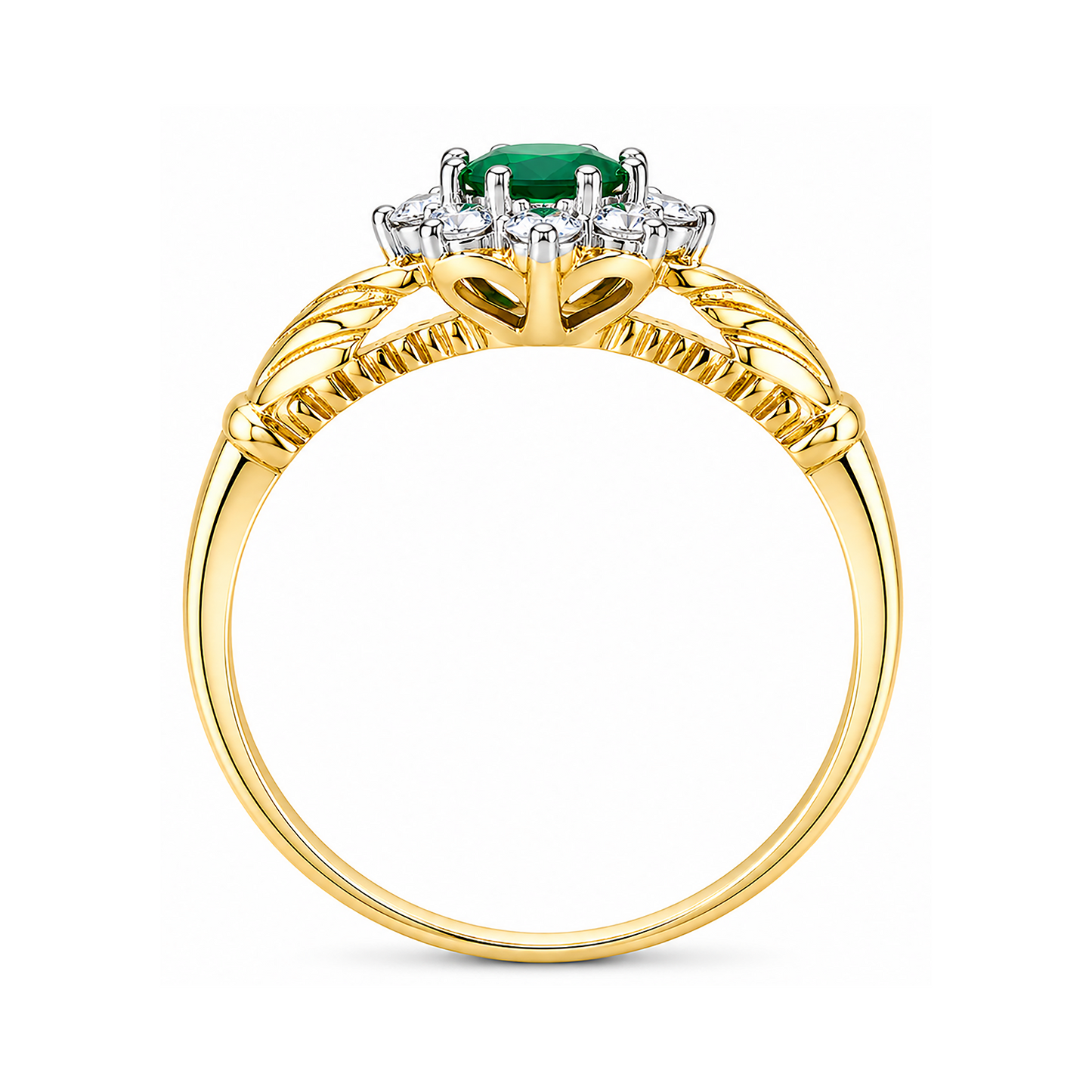 Emerald Claddagh Ring in Solid 9ct Yellow Gold Hallmarked Sizes LMNOPQRS