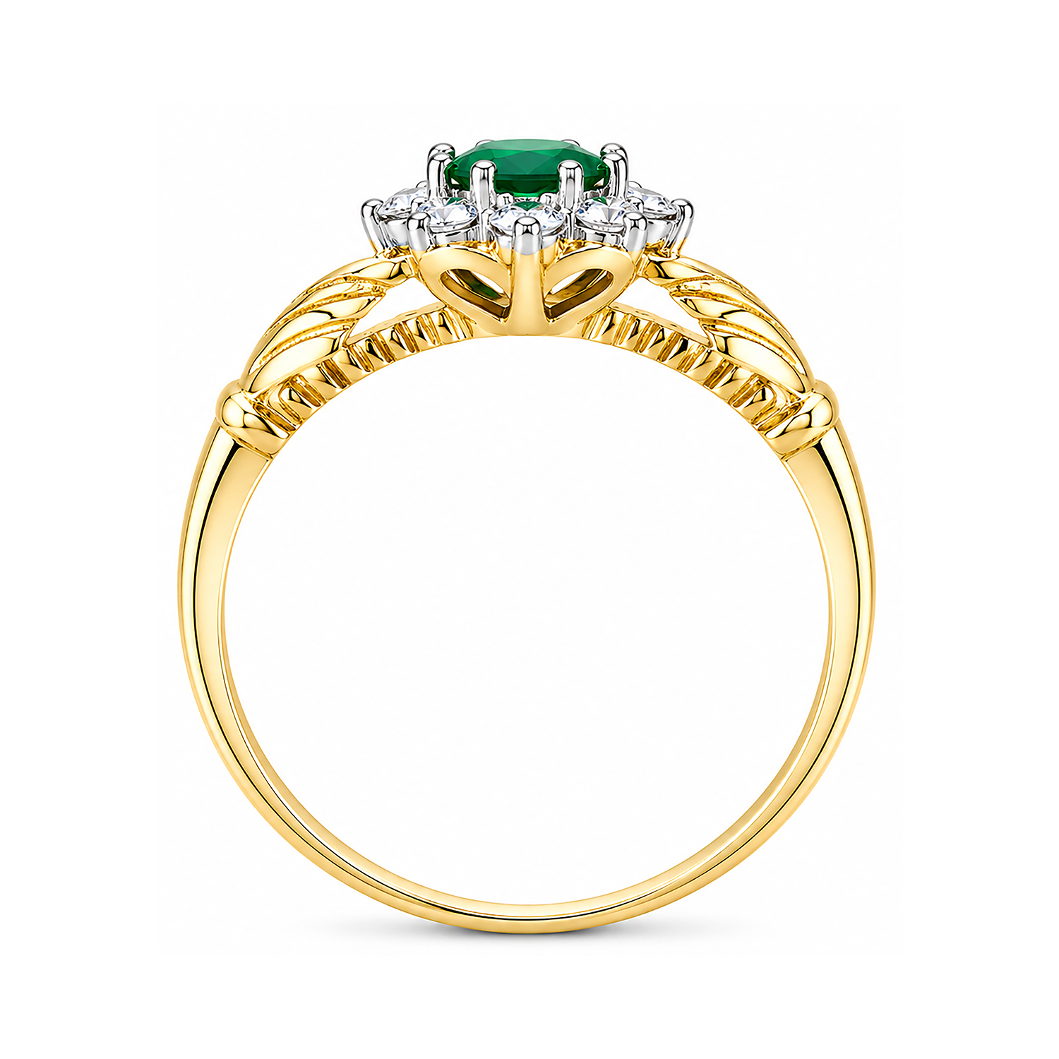 Emerald Claddagh Ring in Solid 9ct Yellow Gold Hallmarked Sizes LMNOPQRS