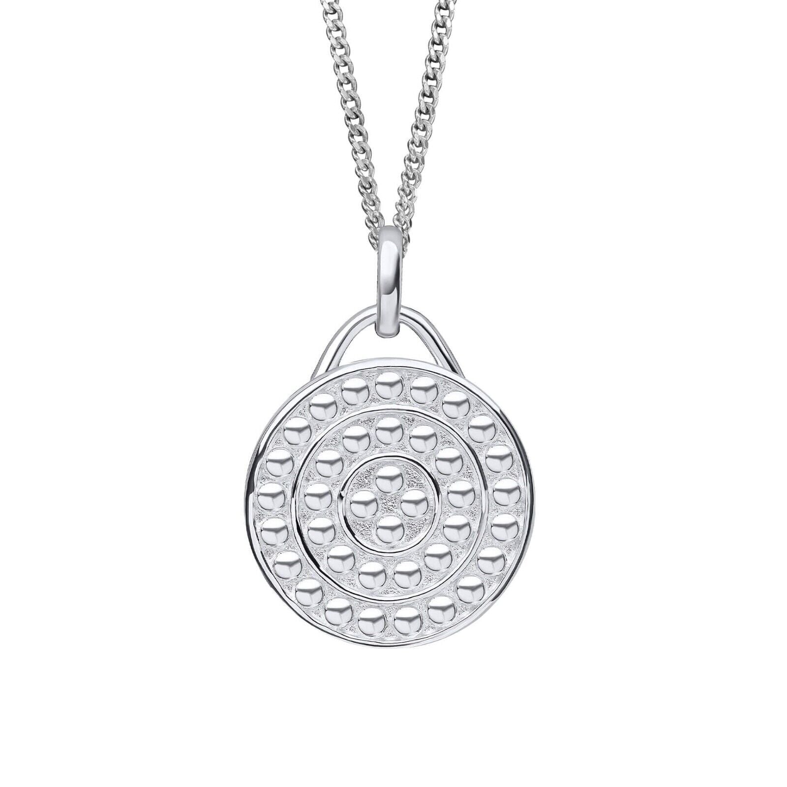 Textured Circular Channel Pendant Solid Sterling Silver 925 All Chain Lengths