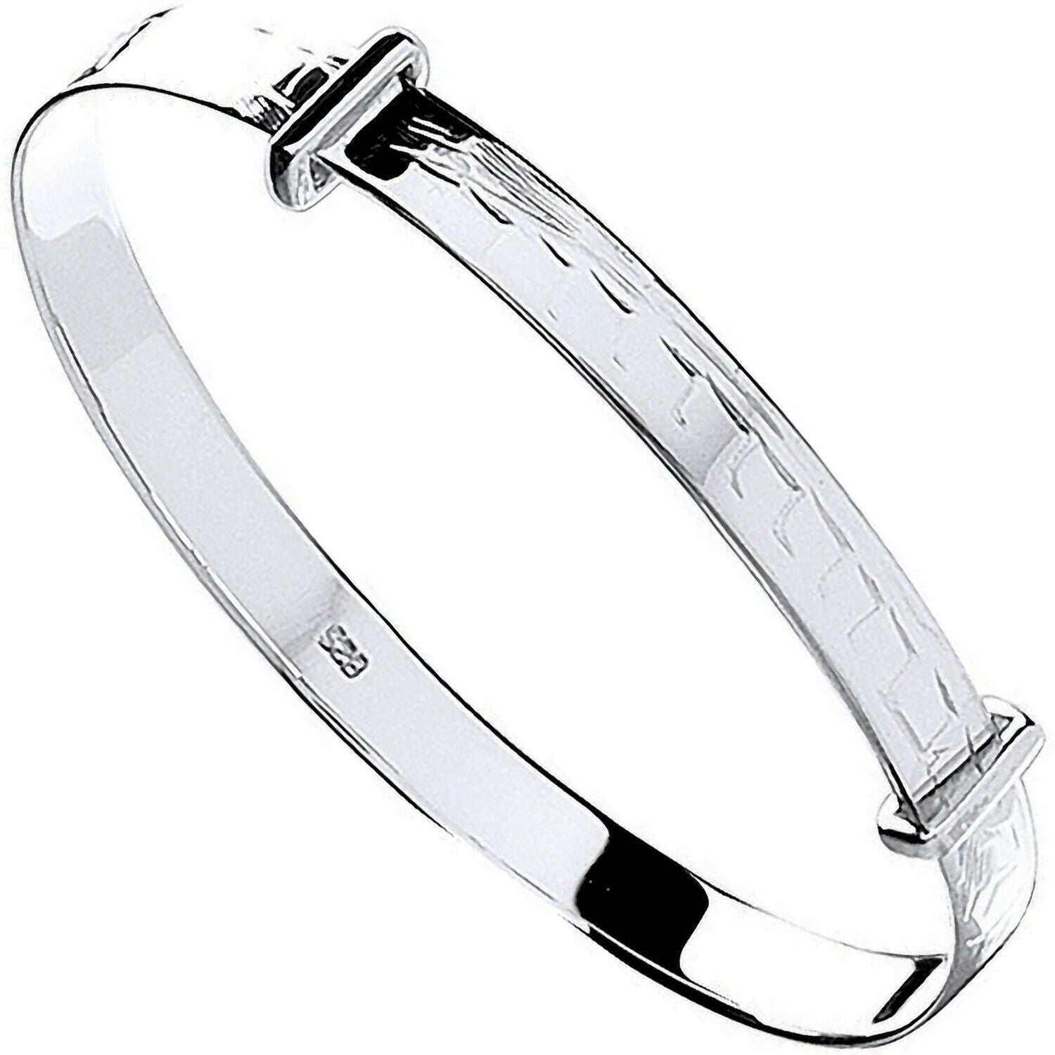 Silver Expandable Baby Bangle 925 Hallmark Diamond Cut Boy and Girls Christening