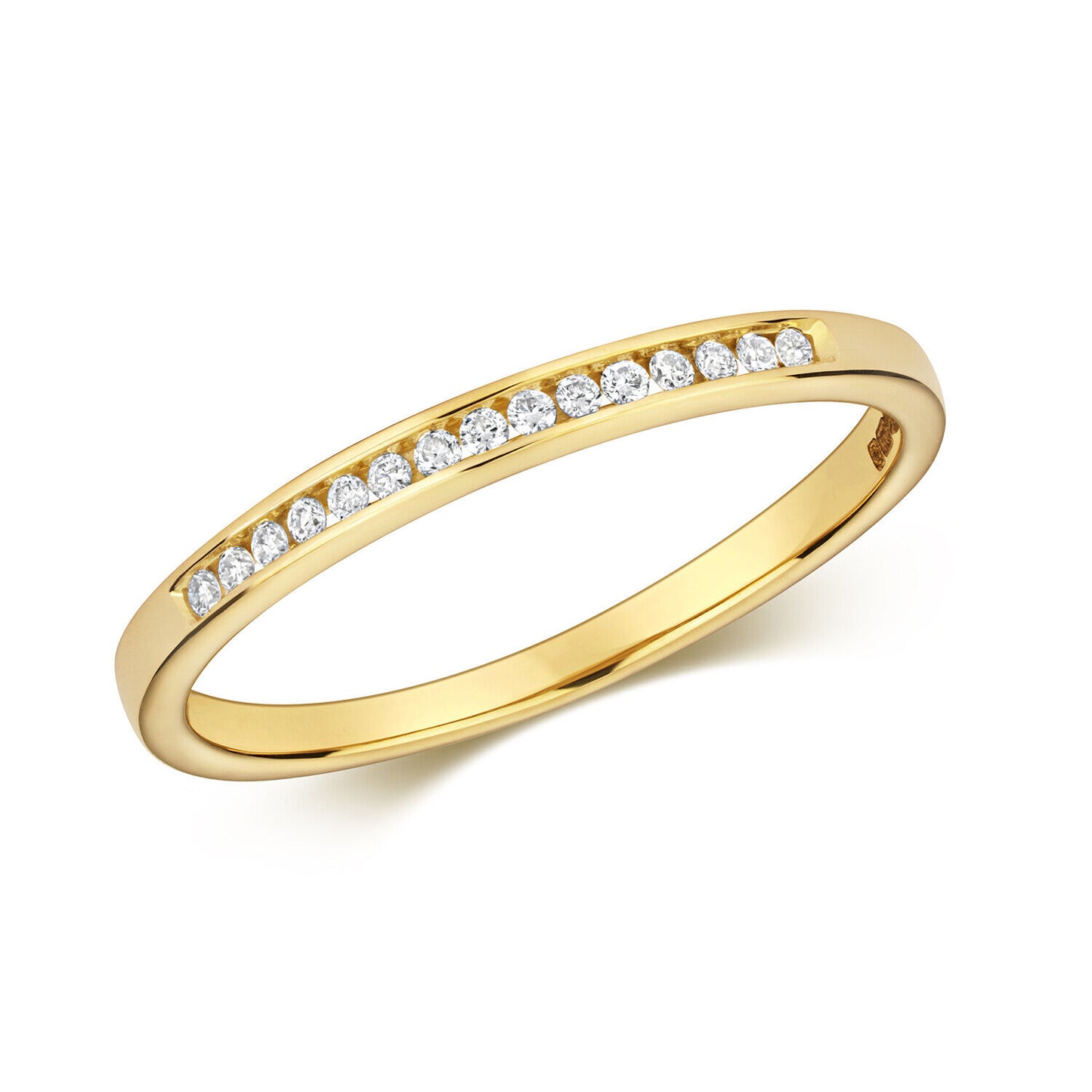Real Diamond Eternity Ring Solid Yellow Gold Slim Anniversary Band Channel Set
