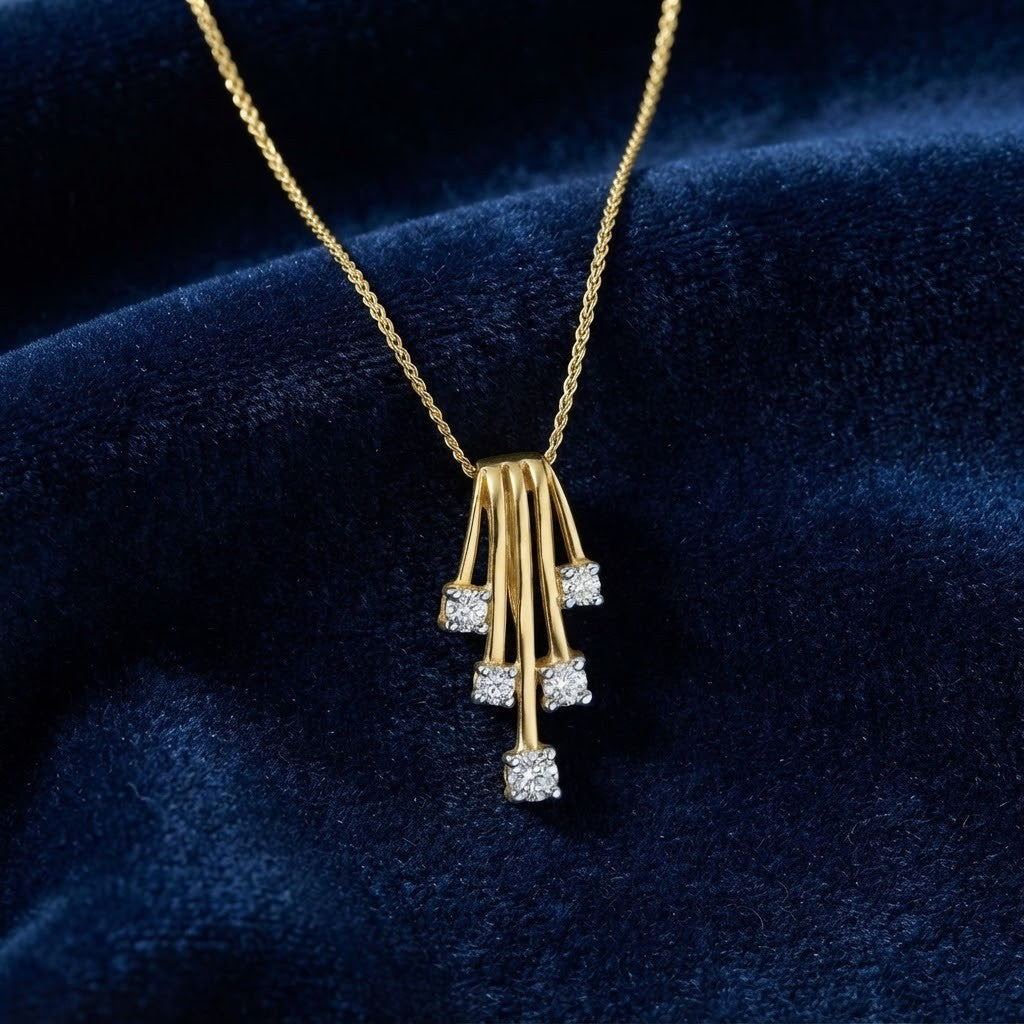 Real Diamond Drop Pendant 9ct Yellow Gold 18" / 45cm 0.25ctw Premium Diamonds