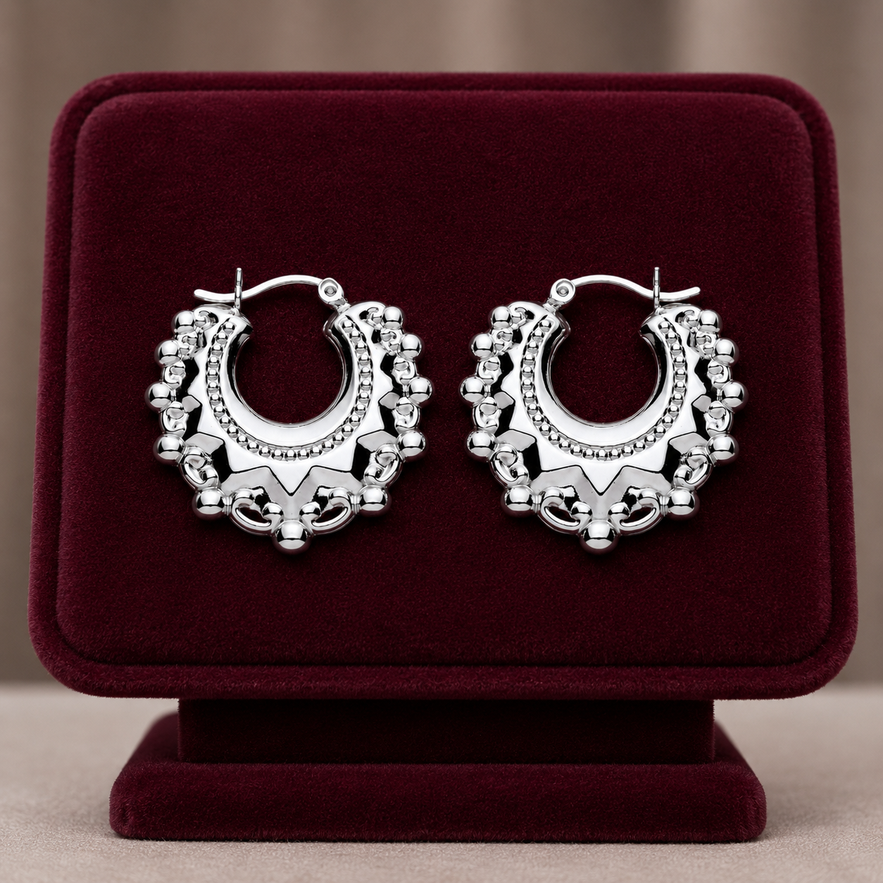 Sterling Silver Creole Hoop Earrings 30mm Diameter 925 Hallmark