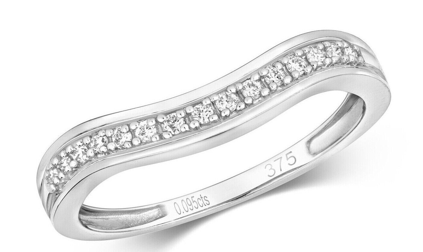 Real Diamond Soft Wishbone Ring Solid White Gold Eternity Anniversary Band