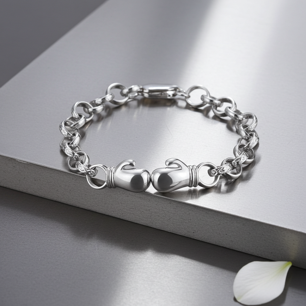 Childs Boxing Glove Bracelet Sterling Silver Full British Hallmark 6" Length