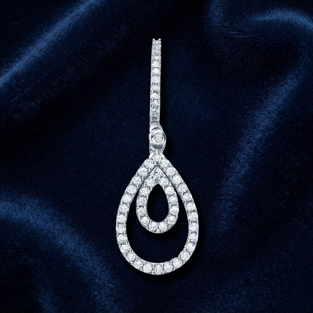 Real Diamond Teardrop Pendant 9ct White Gold 0.30ctw Natural Diamonds