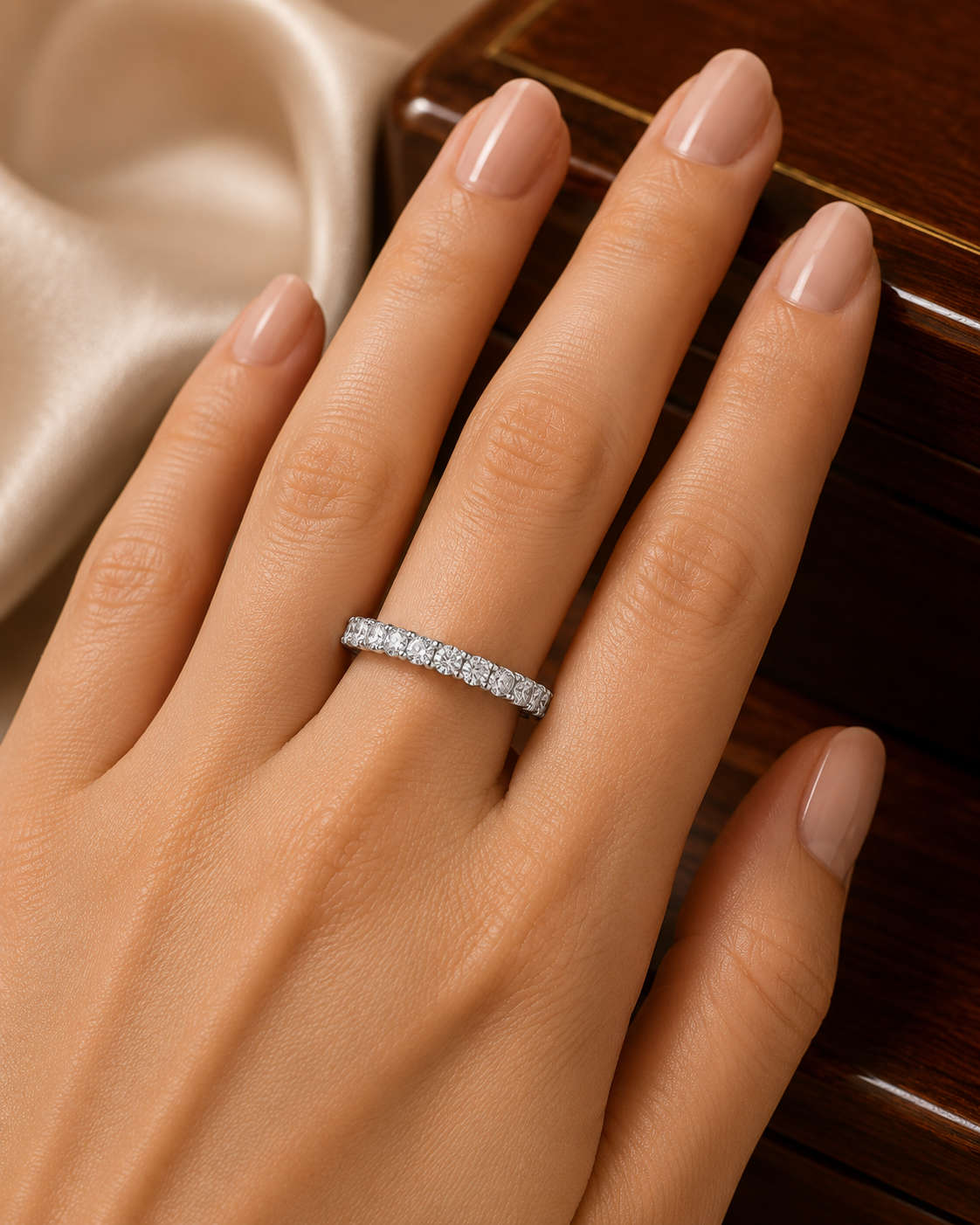 Sterling Silver Full Eternity 3mm Band Wedding Ring 925 Hallmark
