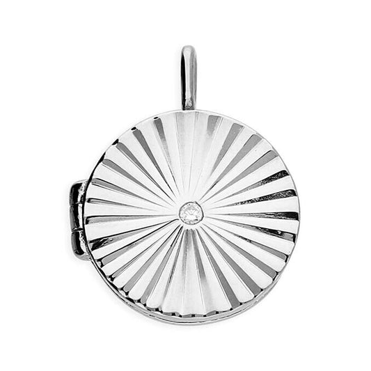 Sterling Silver Locket Gemstone Round Diamond Cut Design Handmade