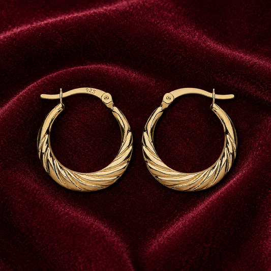 18ct Gold Creole Hoop Earrings on Sterling Silver 925 Hallmark 20mm Diameter