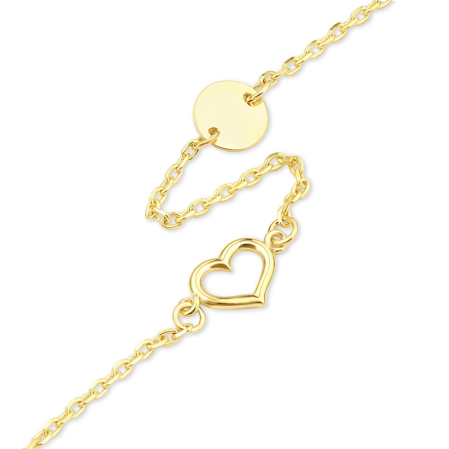 Ladies 9ct Yellow Gold Open Heart Station Bracelet 375 Hallmark 19cm