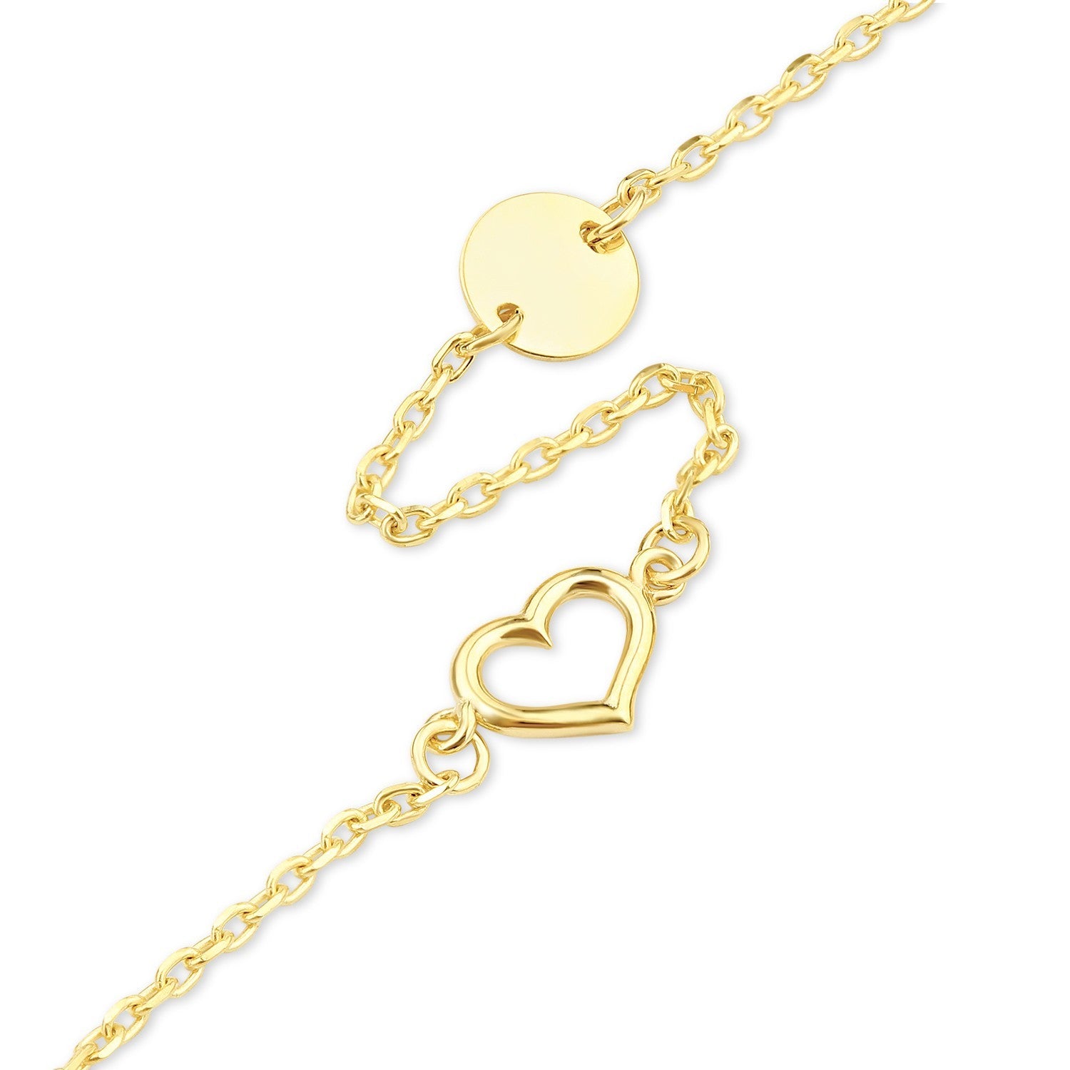Ladies 9ct Yellow Gold Open Heart Station Bracelet 375 Hallmark 19cm