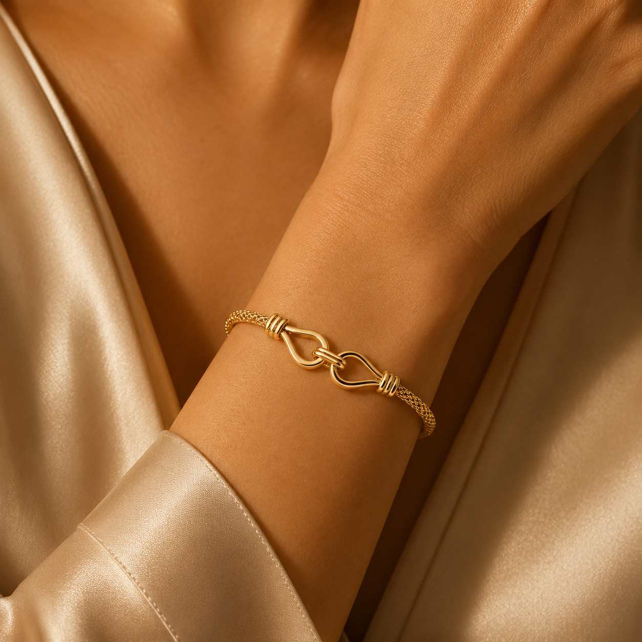 Gold Infinity Popcorn Bracelet 9ct Yellow Gold 375 Hallmark 19cm