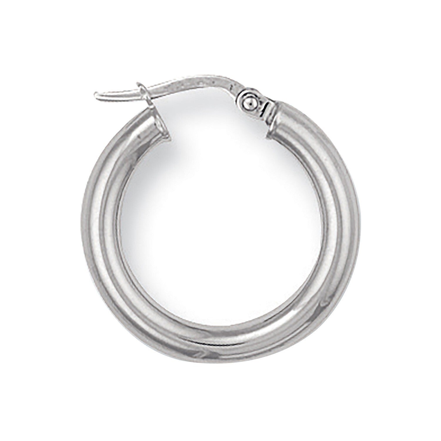 White Gold 20mm Hoop Earrings Round Tubular Hoops Hallmarked
