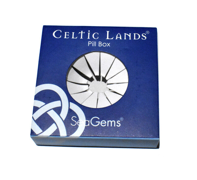 Pillbox Silver Plated Celtic Irish Harp Blue Brand New and Boxed