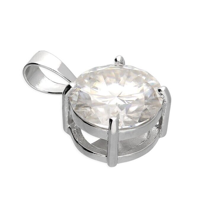 Solitaire Pendant 3.00 Carat Moissanite Necklace 925 Sterling Silver Hallmark