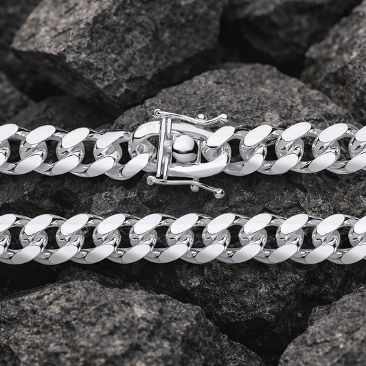 Men's Sterling Silver Cuban Chain Box Lock 6mm Wide 41 Grams 16" 41cm Hallmark