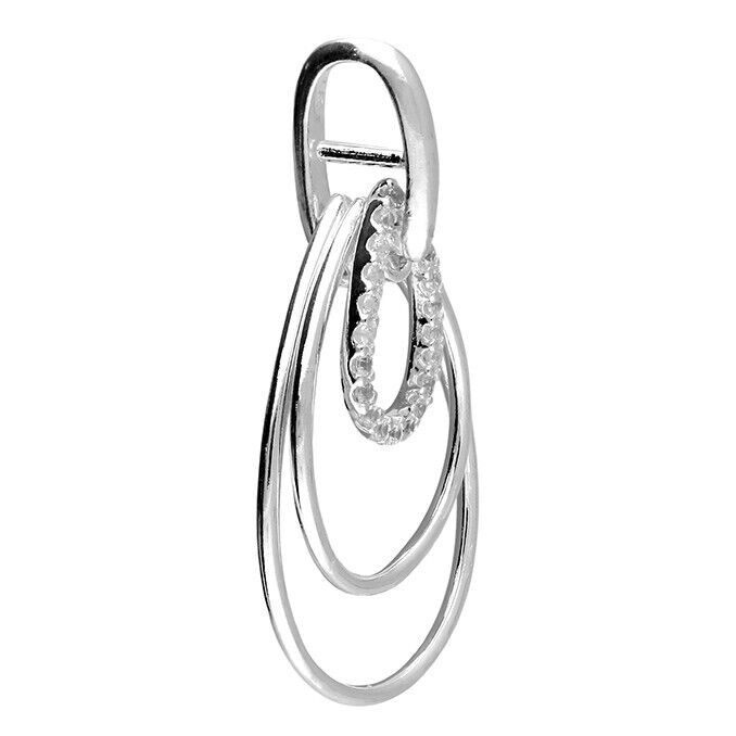 Triple Oval Hoop Pendant Set With CZ's Silver Pendant 925 Hallmark