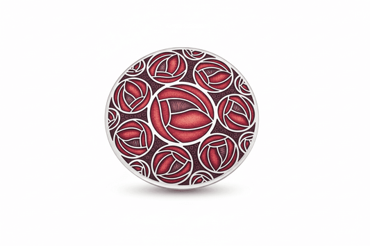 Mackintosh Red Roses Brooch Silver Plated Brand New Gift Packaging