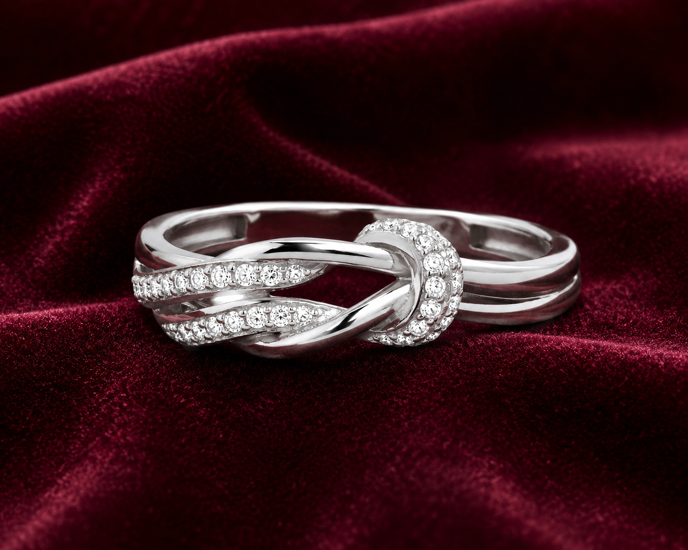 Sterling Silver Love Knot Ring Zircon Gemstones 925 Hallmark Sizes K - S
