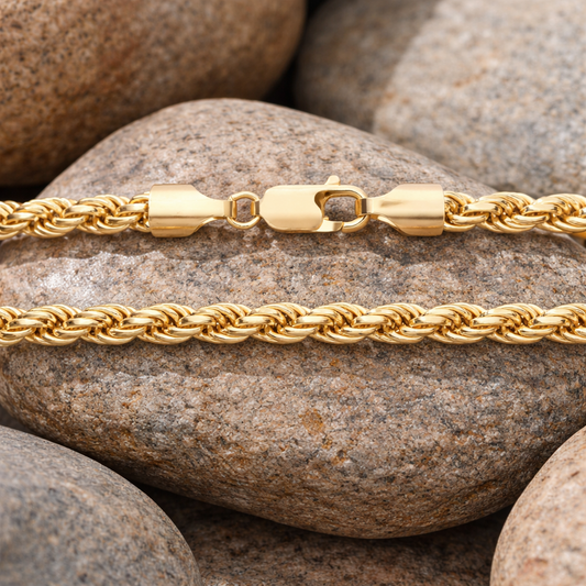18ct Gold Rope Chain 4mm on Solid Silver Diamond Cut Full Hallmark 36 grams 30"