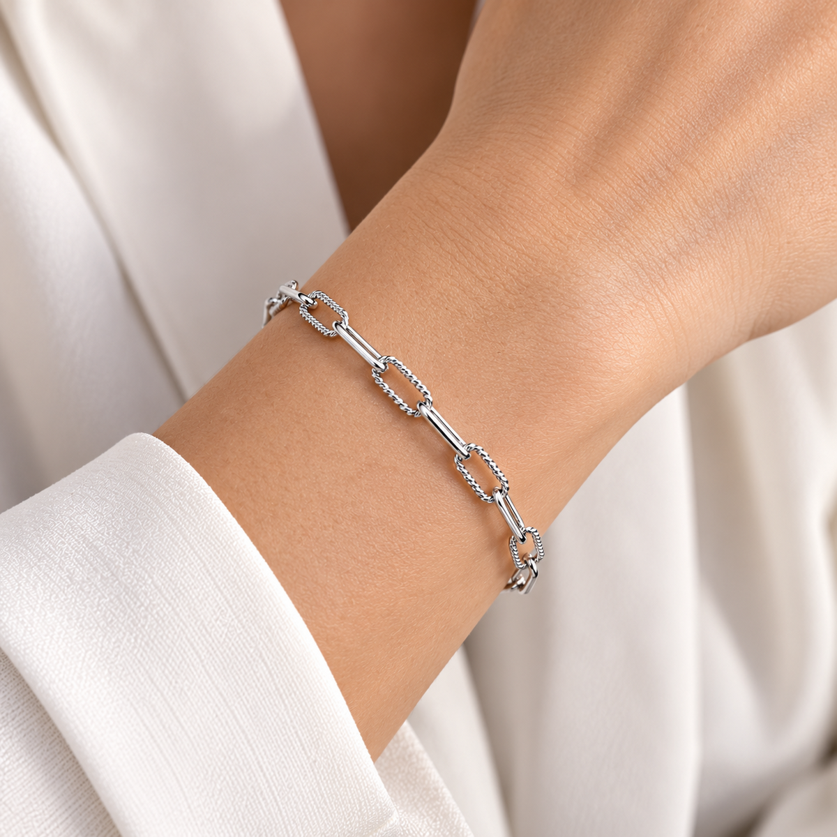 Sterling Silver Paperclip Link Chain Bracelet Lobster Clasp 925 Hallmark