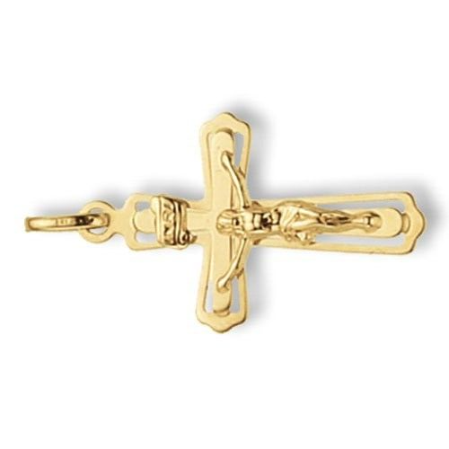 9ct Yellow Gold Crucifix Cross Pendant Medium 30 x 15mm Christening Communion