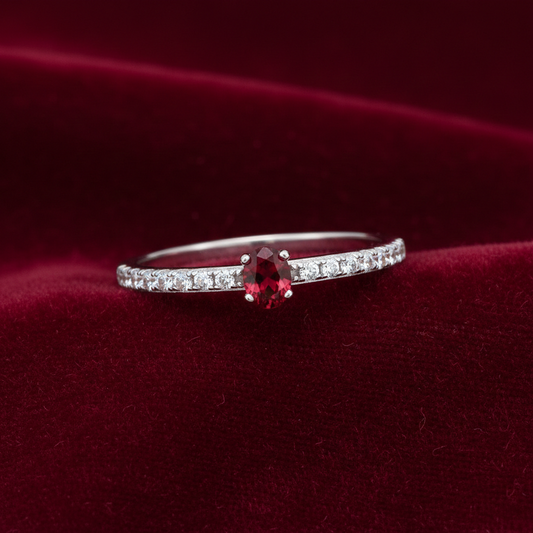 Ruby Oval Solitaire Ring Solid Sterling Silver 925 Hallmark Sizes K - S