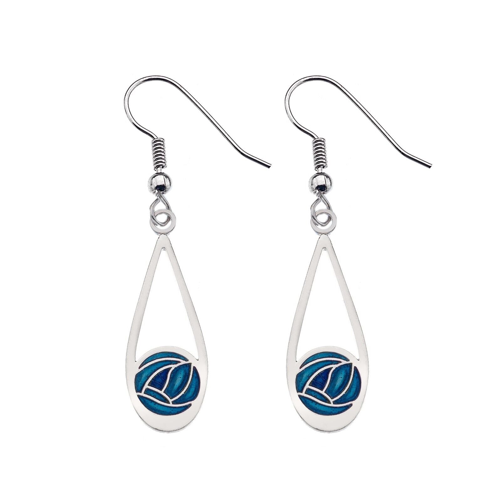 Mackintosh Rose Teardrop Earrings Silver Plated Branded Packaging
