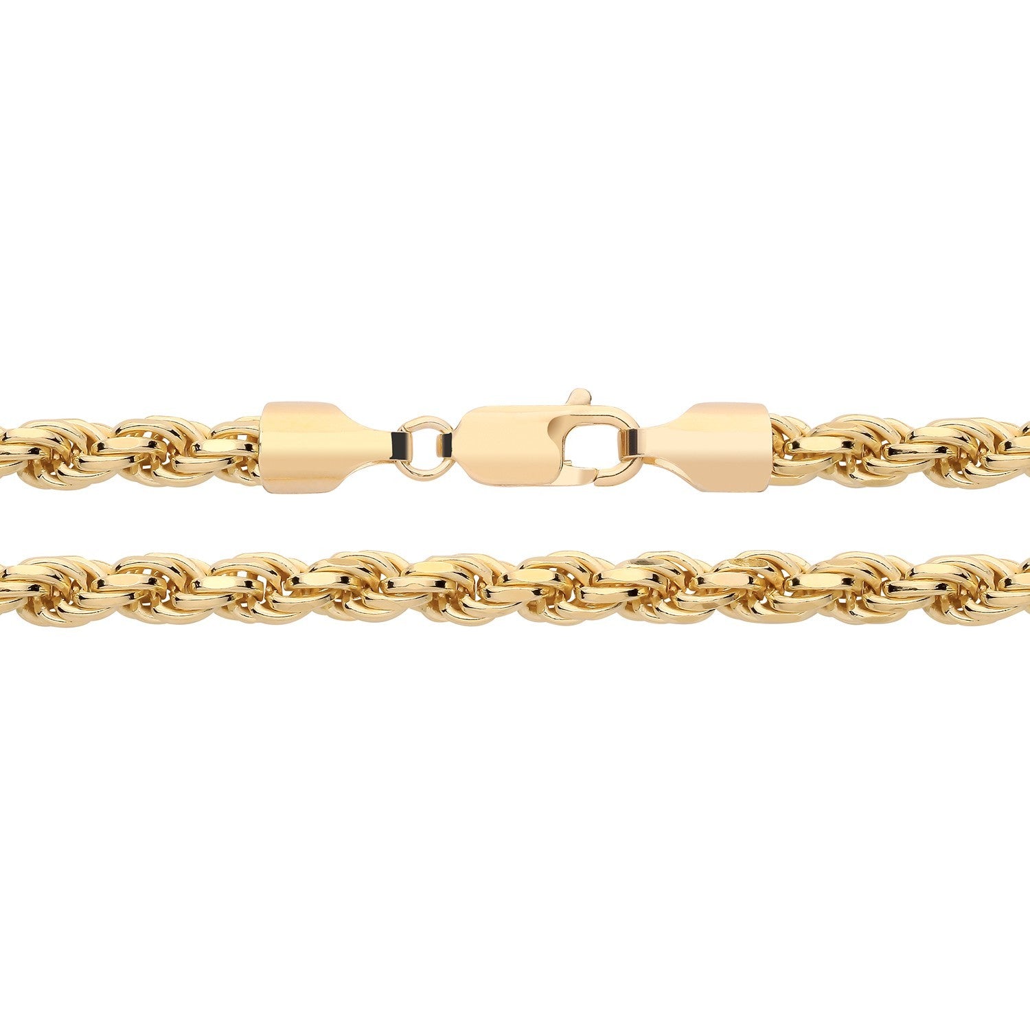 18ct Gold Rope Chain 4mm on Solid Silver Diamond Cut Full Hallmark 36 grams 30"