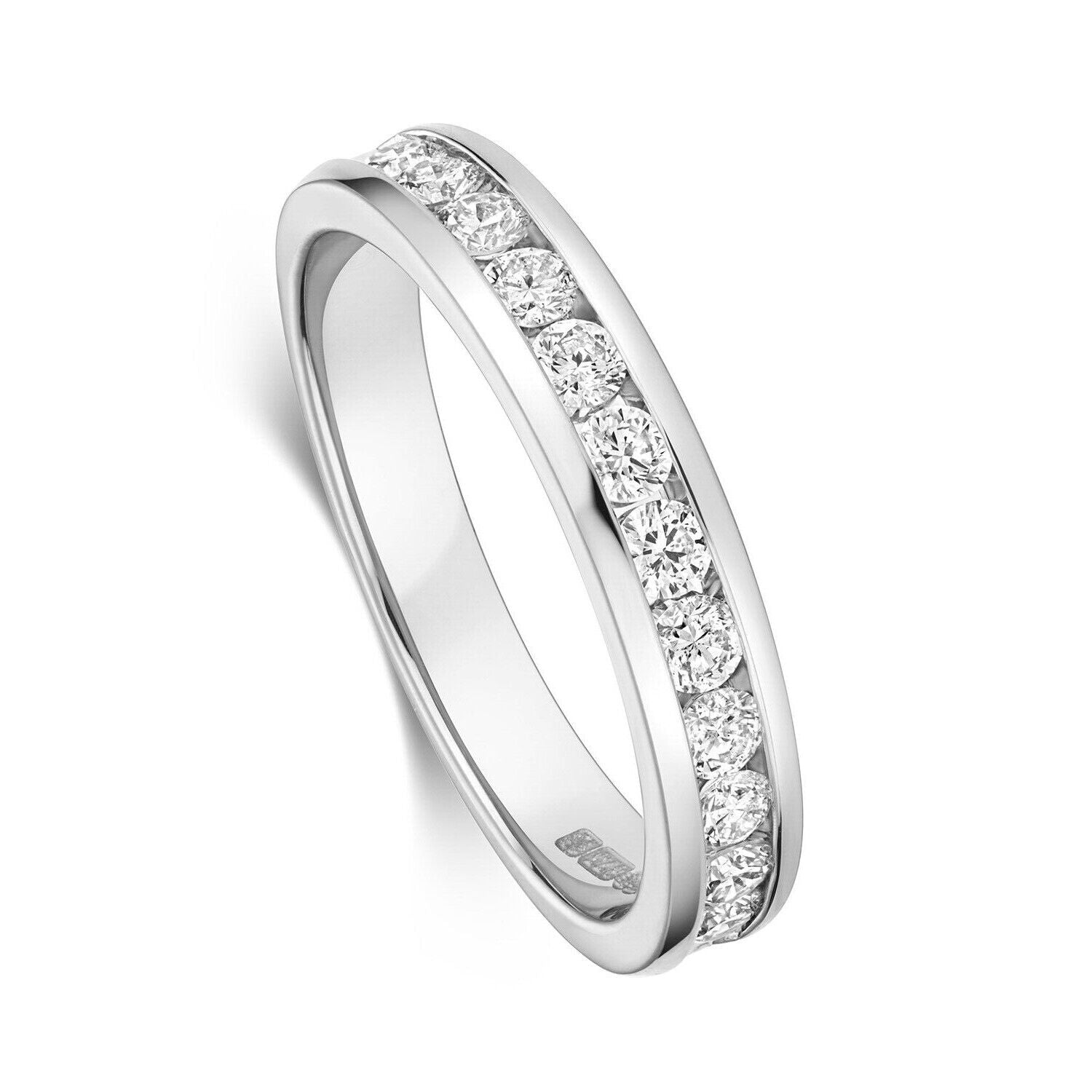 Real Diamond Half Eternity Ring 9ct White Gold 0.50 Carat Weight Band