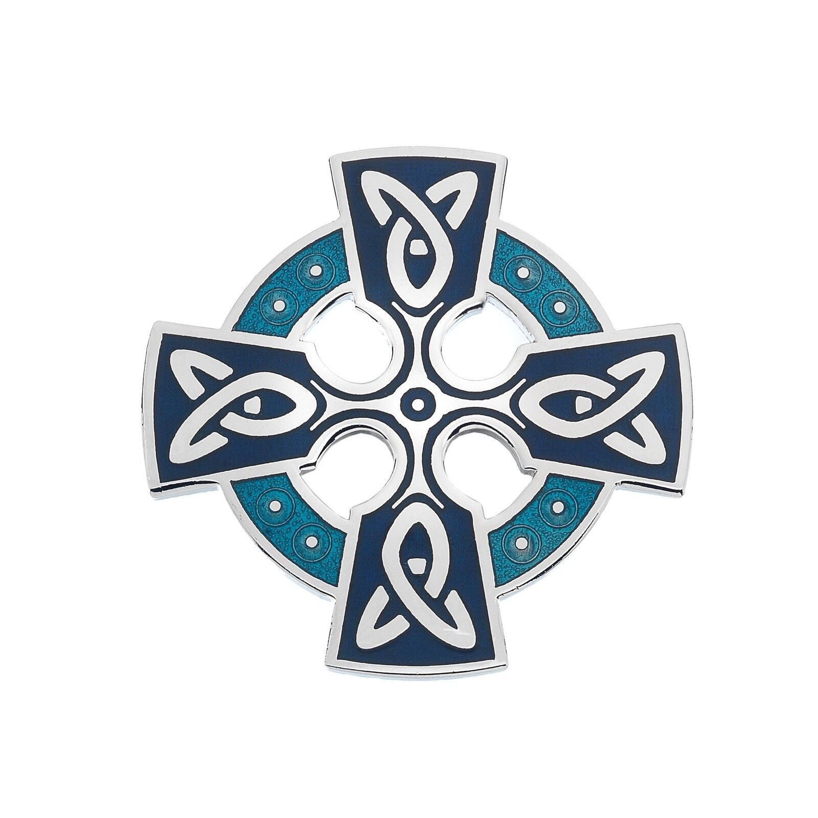 Celtic Cross Head Brooch Turquoise Silver Plated Brand New Gift Packaging