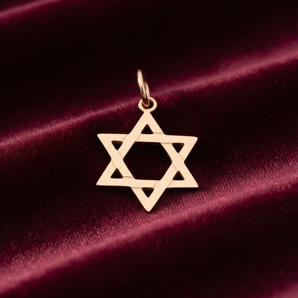Star of David Pendant 18ct Gold on Sterling Silver 925 Hallmark 17mm Diameter