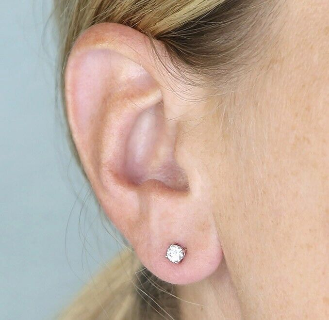 Moissanite Solitaire Stud Earrings Sterling Silver 925 Hallmark British Made