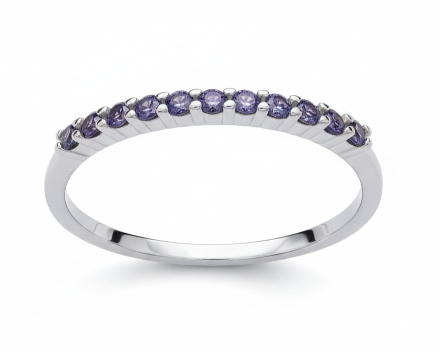 Sterling Silver Tanzanite Eternity Ring Anniversary Band 925 Hallmark Size K-S