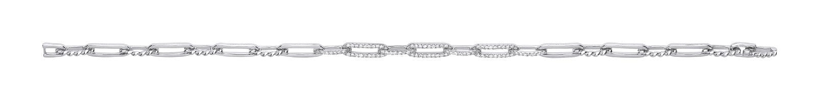 9ct White Gold Bracelet 0.42ct Diamonds Paper Chain Link Made in London