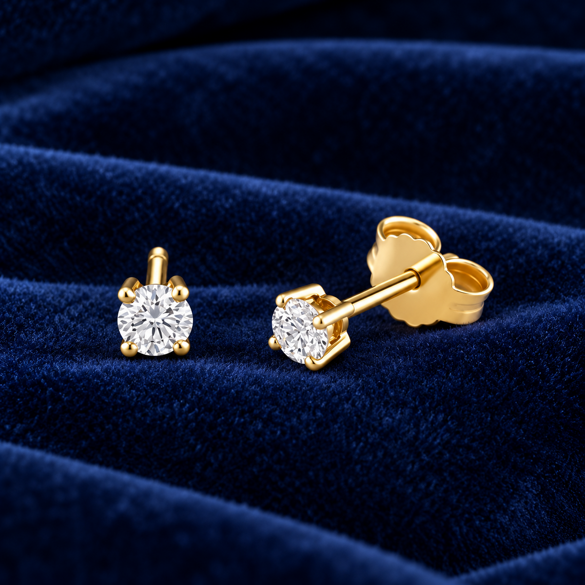 Real Diamond Solitaire Earrings 9ct Yellow Gold 0.25ctw Premium Mined Diamonds